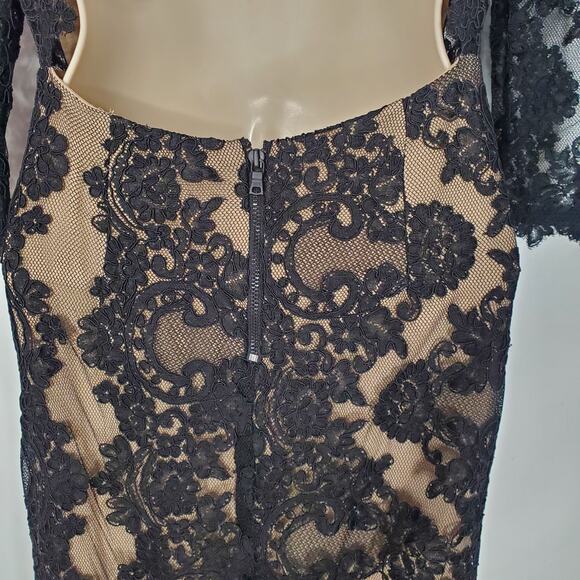 Alice + Olivia Jae Lace Open Back Maxi Dress Gown Black Mermaid Cocktail Size 8 - Picture 8 of 16